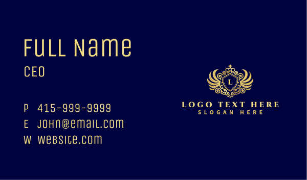 Decorative Wing Crown Shield Business Card Design Image Preview