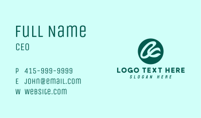 Green Cursive Letter A  Business Card Image Preview