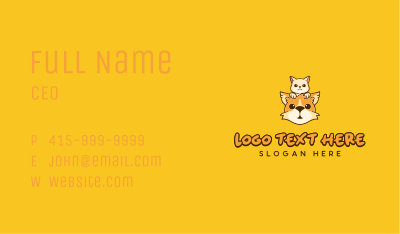 Cute Corgi Kitten Business Card Image Preview
