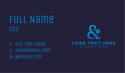Blue Human Ampersand Business Card Image Preview