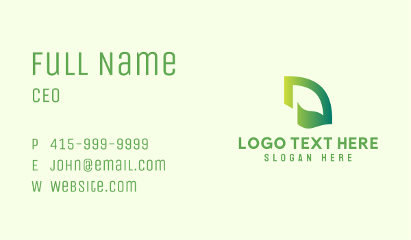 Green Leaf Letter D  Business Card Design Image Preview