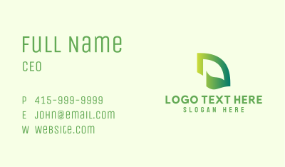 Green Leaf Letter D  Business Card Image Preview