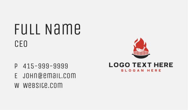 Fish Grill BBQ Flame Business Card Design Image Preview