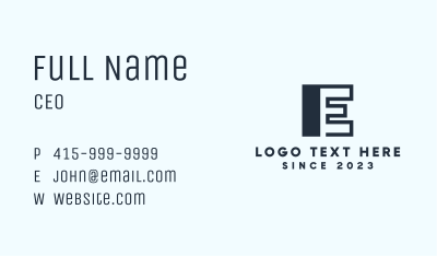 Letter E Block Business Card Image Preview