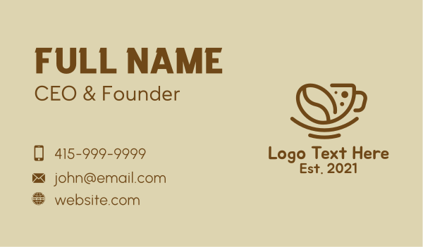 Coffee Bean Cup Business Card Design