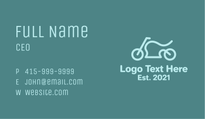 Blue Minimalist Motorcycle  Business Card