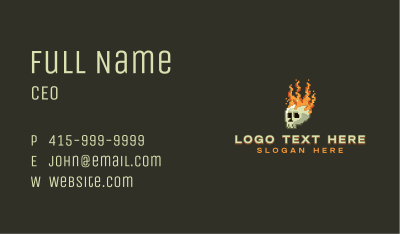 Pixel Flaming Skull Business Card Image Preview