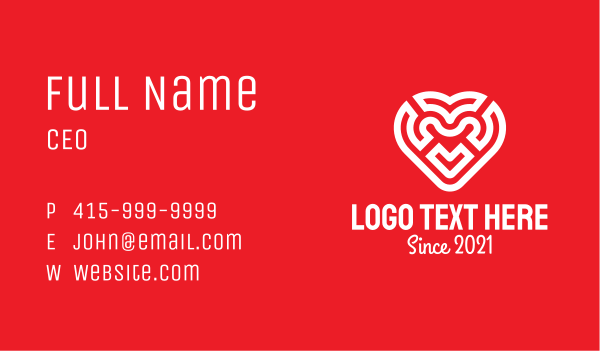 Red Heart Maze Business Card Design Image Preview