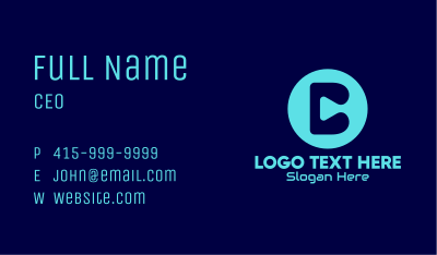 Blue Streaming App Letter C Business Card