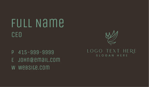 Minimalist Leaf Owl Business Card Design Image Preview