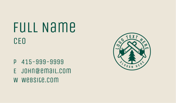 Chainsaw Tree Logging Business Card Design Image Preview