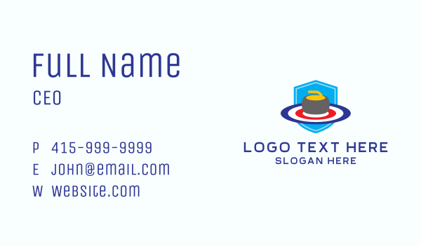 Ice Curling Shield Business Card Design Image Preview