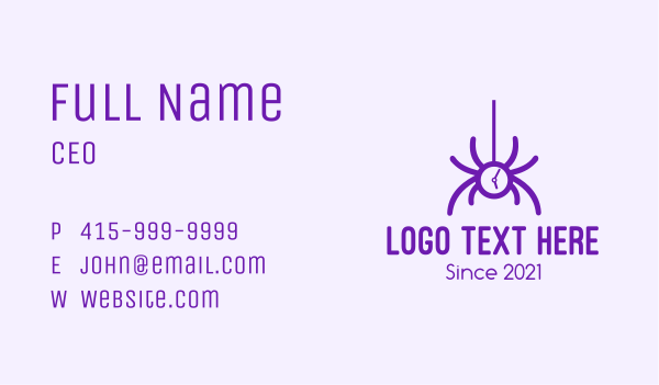 Violet Spider Clock Business Card Design Image Preview