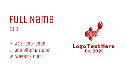 Red Koi Fish  Business Card
