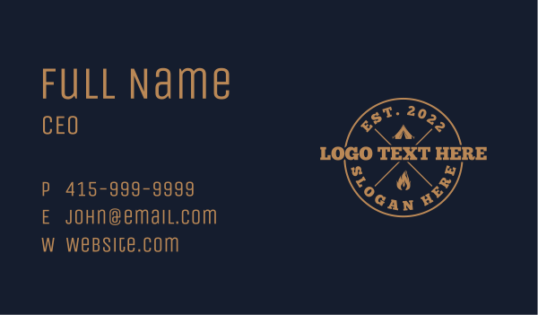 Gold Camping Badge Business Card Design Image Preview