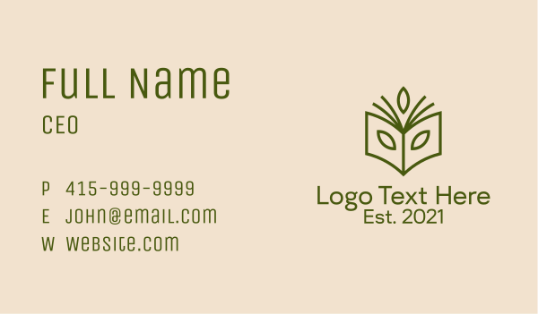 Organic Environment Book Business Card Design Image Preview