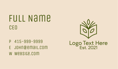 Organic Environment Book Business Card Image Preview