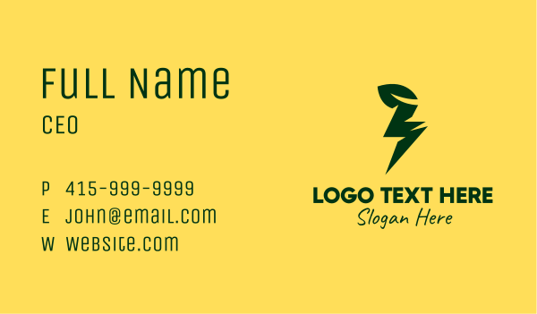 Lightning Leaf  Business Card Design Image Preview