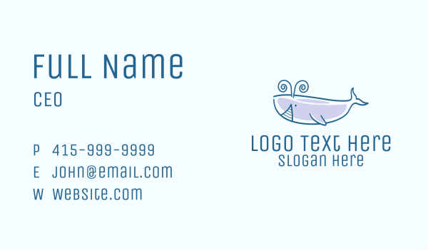 Blue Happy Whale Business Card Design Image Preview