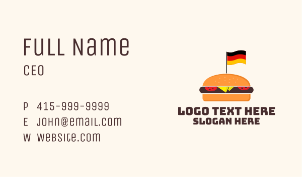 German Burger Sandwich  Business Card Design Image Preview