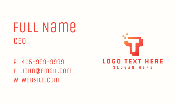 Pixel Block Letter T Business Card Design Image Preview