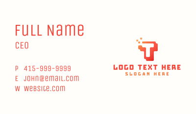 Pixel Block Letter T Business Card