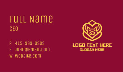 Golden Asian Pig Business Card Image Preview