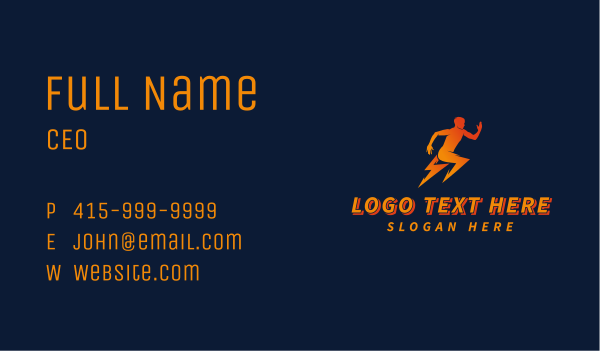 Running Athletic Bolt Business Card Design Image Preview
