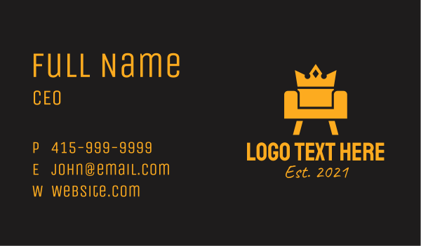 Golden Royal Couch  Business Card Design