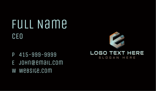 Cyber Digital Gaming Letter E Business Card Design Image Preview