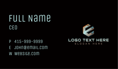 Cyber Digital Gaming Letter E Business Card Image Preview