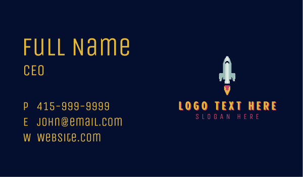 Rocket Ship Pixel Business Card Design Image Preview