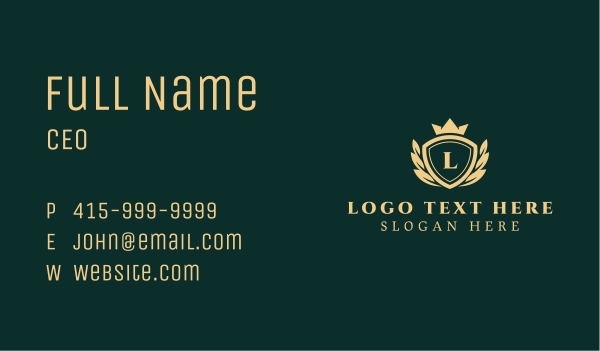 Wreath Crown Shield Business Card Design Image Preview