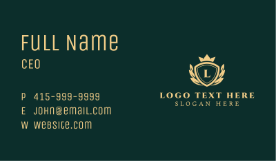 Wreath Crown Shield Business Card Image Preview