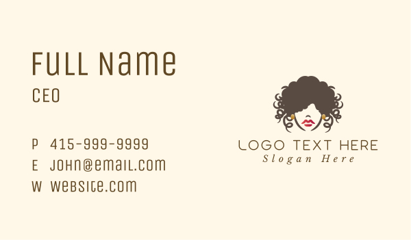 Curly Hair Woman Business Card Design Image Preview