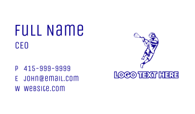Blue Lacrosse Player Business Card Image Preview