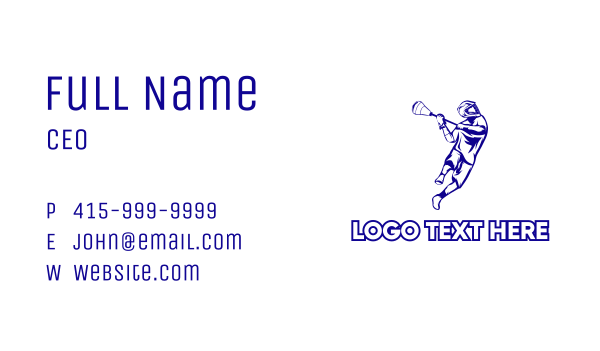 Blue Lacrosse Player Business Card Design