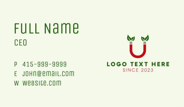 Leaf Magnet Letter U Business Card Design Image Preview