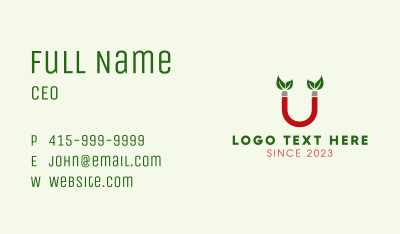 Leaf Magnet Letter U Business Card Image Preview