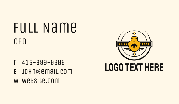 Honey Bee Jar Badge Business Card Design Image Preview