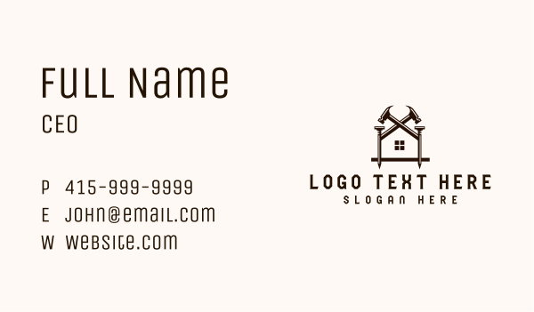 Hammer Nail Tools House Business Card Design Image Preview