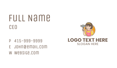 Cute Lady Cleaner Business Card Image Preview