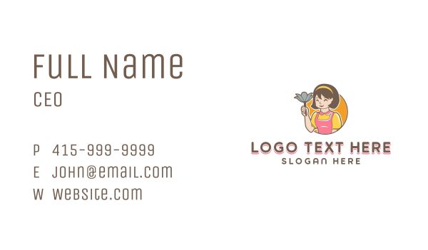 Cute Lady Cleaner Business Card Design Image Preview