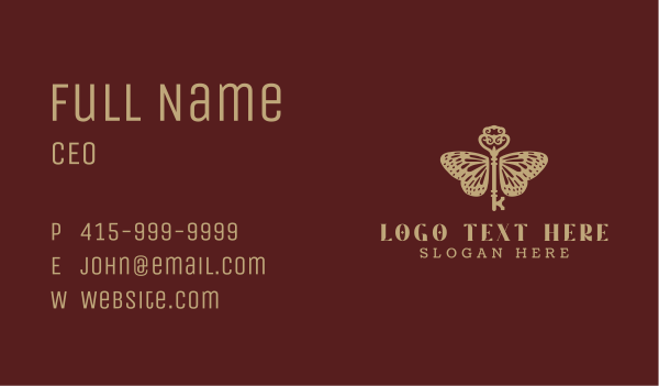 Gold Butterfly Key Business Card Design Image Preview