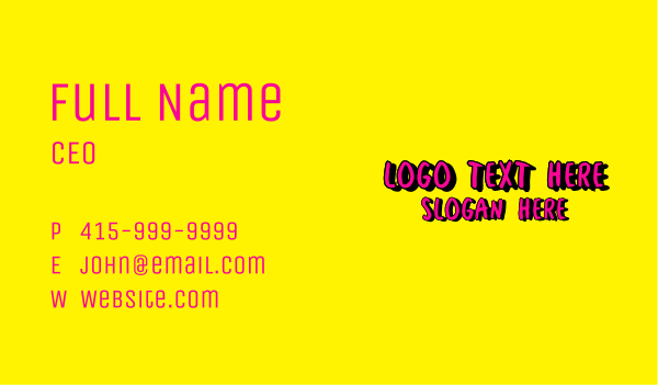Pink Graffiti Wordmark Business Card Design Image Preview