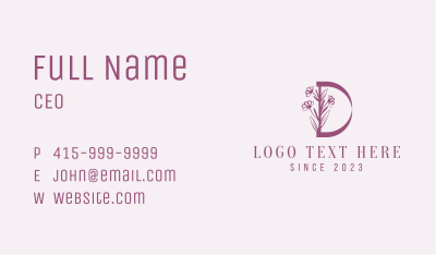 Pink Florist Letter D  Business Card Image Preview