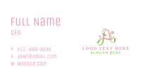 Floral Leaf Ribbon Letter A Business Card Image Preview