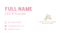 Floral Leaf Ribbon Letter A Business Card Preview