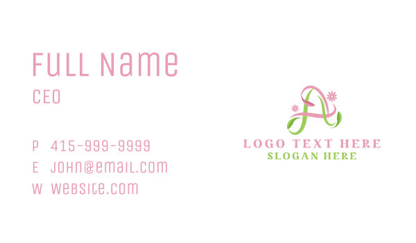 Floral Leaf Ribbon Letter A Business Card Design Image Preview