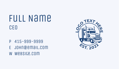 Blue Vehicle Trucking Business Card Image Preview